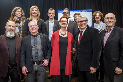 A photo accompanying a 2017 Daniels Launchpad press release shows several Artscape staff and board members including Tim Jones, Artscape’s then CEO (front, second from left), and representatives of organizations that provided grants or loans for the project, including Sharon Avery, CEO of the Toronto Foundation (back, second from left), Don Pugh, a partner of The Daniels Corporation (front left) and Adam Vaughan, former MP for Spadina–Fort York (front, second from right).
