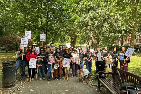 Staff from Doctors Without Borders / Médecins Sans Frontières (MSF) march through central London to demand action from the UK government on the crisis in Gaza (Doctors Without Borders / Médecins Sans Frontières / Facebook)