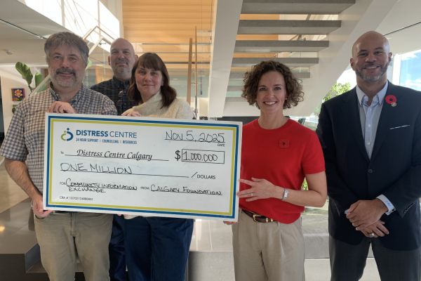 Distress Centre Calgary was awarded a $1 million grant by the Calgary Foundation to kickstart its work on a local Community Information Exchange, enabling data-sharing between frontline service providers in the non-profit sector (Distress Centre Calgary / Facebook)