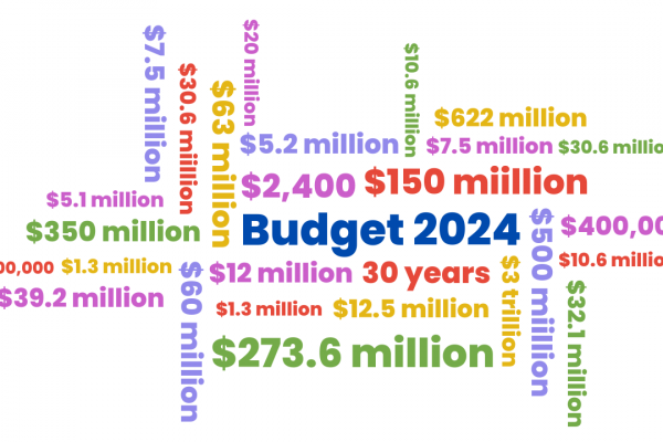Several numbers in the 2024 federal budget may interest those in the social purpose world. (Illustration by Elisha Dacey/Future of Good.)