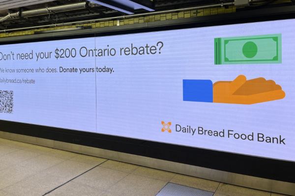 Daily Bread’s latest campaign encourages people to donate a universal $200 rebate that many Ontarians did not feel they needed (Jed Schneiderman / LinkedIn)