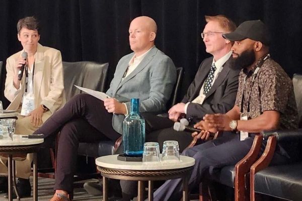 Taproot Community Support Services became the largest organization by employee number to transition into an Employee Owned Trust (EOT) in September. CEO Mike Fotheringham and new trustee Andrew Achoba shared their experience of making this shift at the recent Employee Ownership Canada conference in Calgary. (Photo: Taproot Community Support Services)
