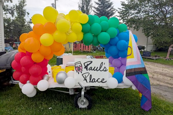 A pride float for Paul’s Place, a drop-in centre in Carman, Man. (Pauline Emerson-Froebe/Submitted)